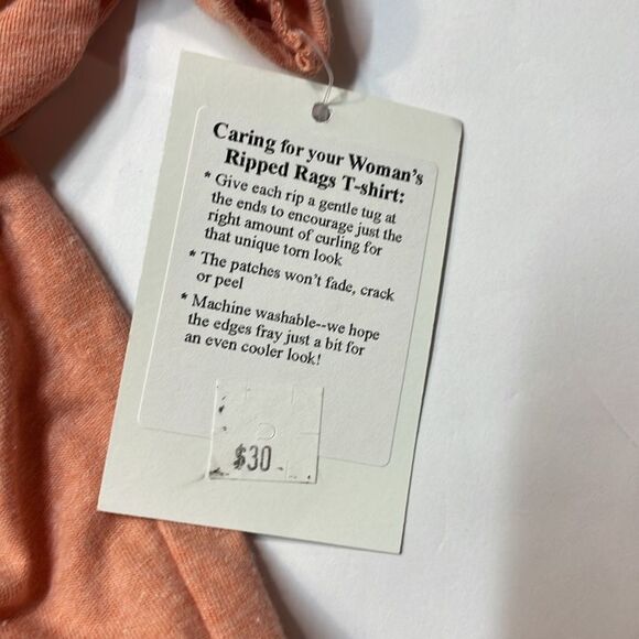 Ripped Rags Womens Coral Distressed Edgy Grunge Deconstructed Tshirt Sz M - Picture 8 of 9